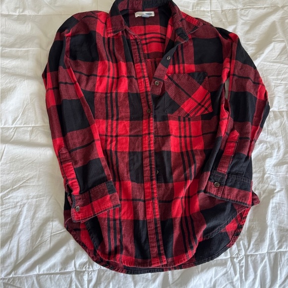 Old Navy Women’s Flannel Shirt – Size XS, Red & Black Plaid, Soft Button-Down - Picture 1 of 11